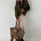 Jacke mit Fellkragen - oliv