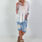 Boho tunic with embroidery and crochet details - white