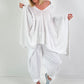 Oversized Sommerstrick Poncho - weiss