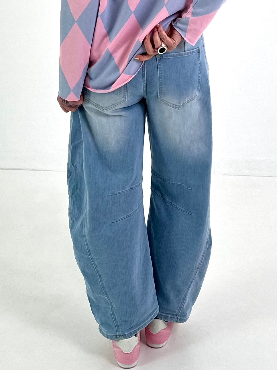 Ballonjeans in heller Waschung - denim
