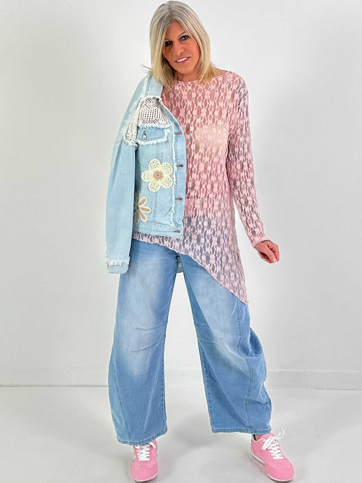 Ballonjeans in heller Waschung - denim