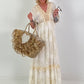 Boho dress with all-over pattern and crochet details - white