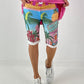 Short met all-over print - turquoise-roze-meerkleurig