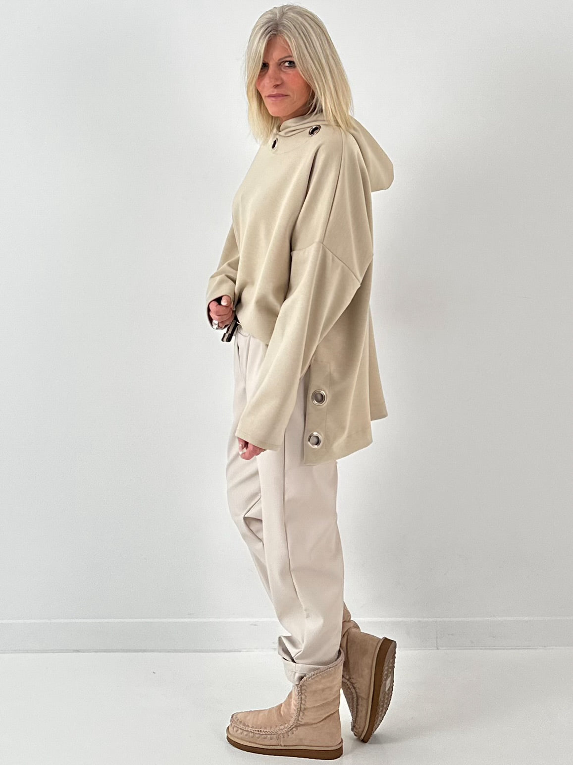 Hoodie model "Steel Hood" - beige