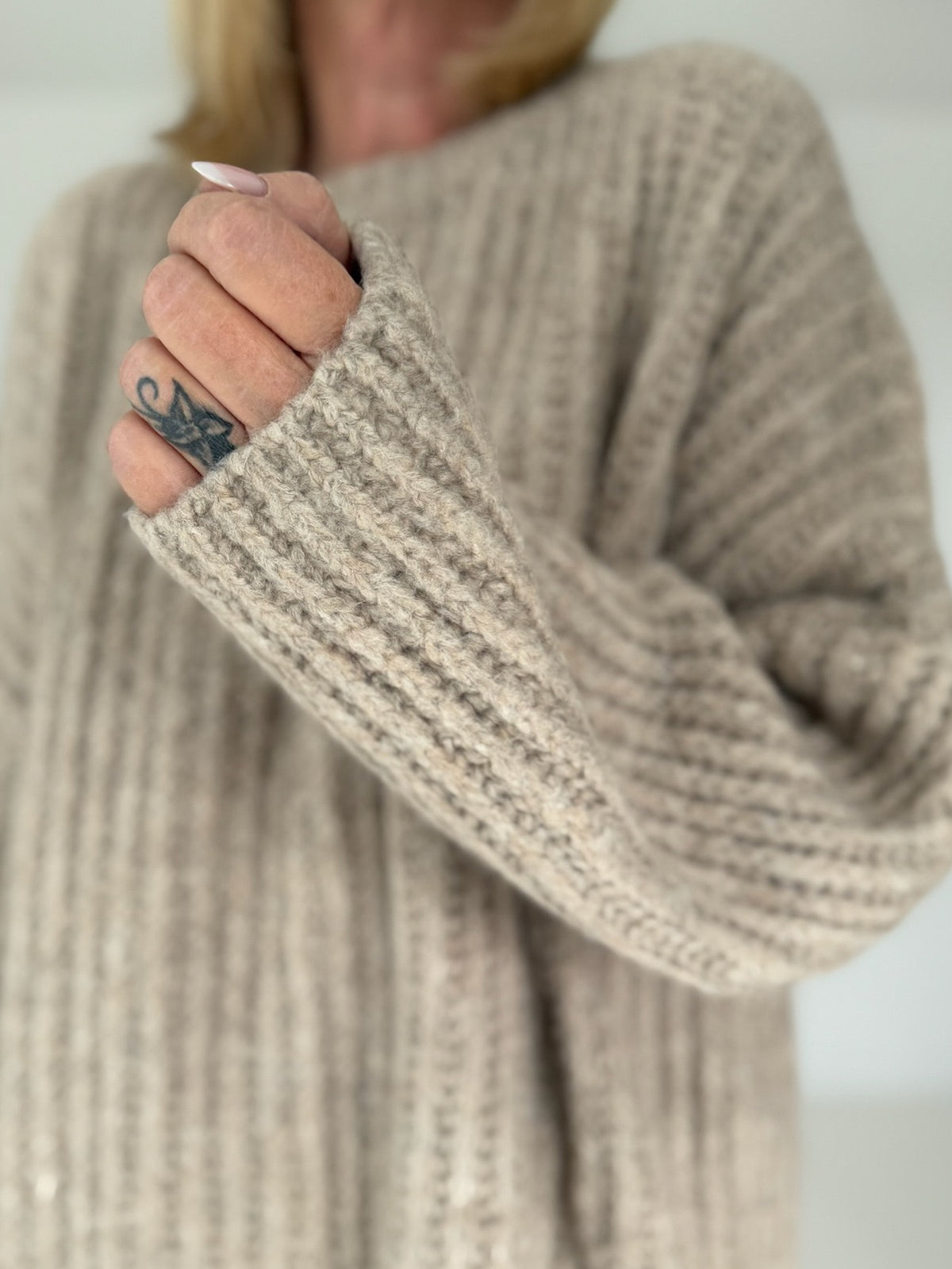 Rippstrickpullover - beige