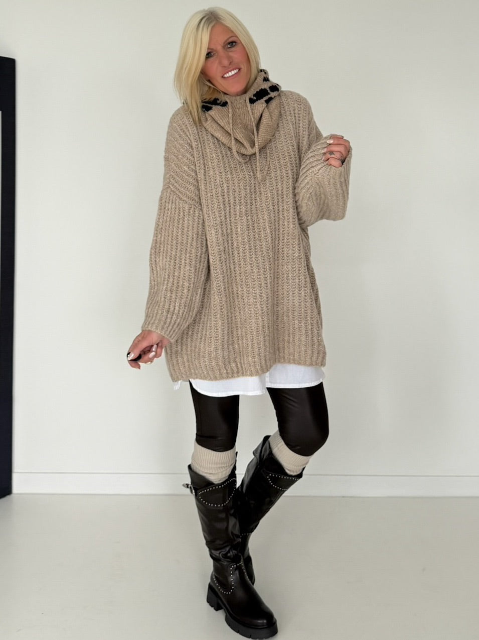Rippstrickpullover - beige