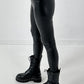 Leather-look leggings, model "Matte Move" - ​​black