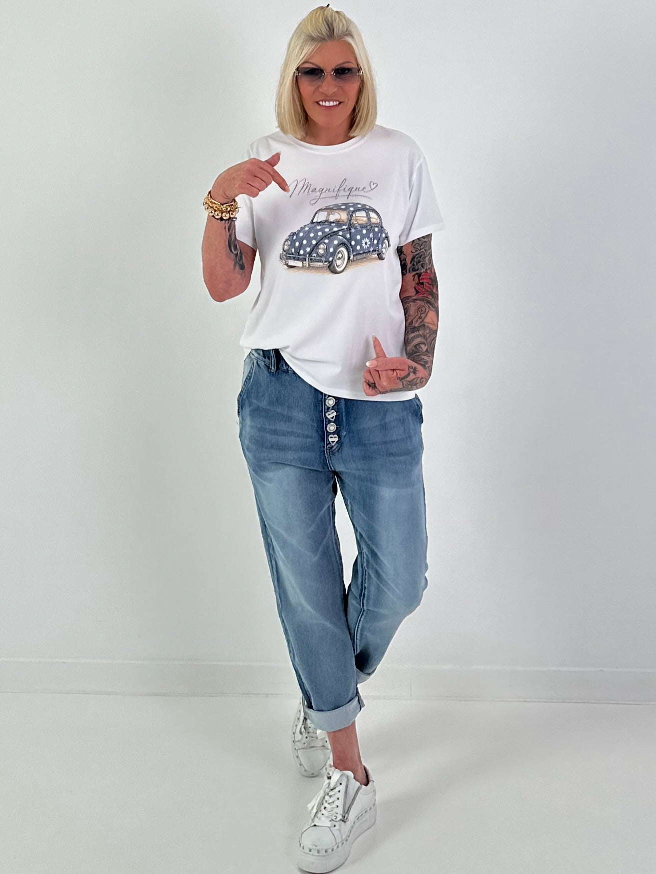 T-Shirt Magnifique - weiss-blau