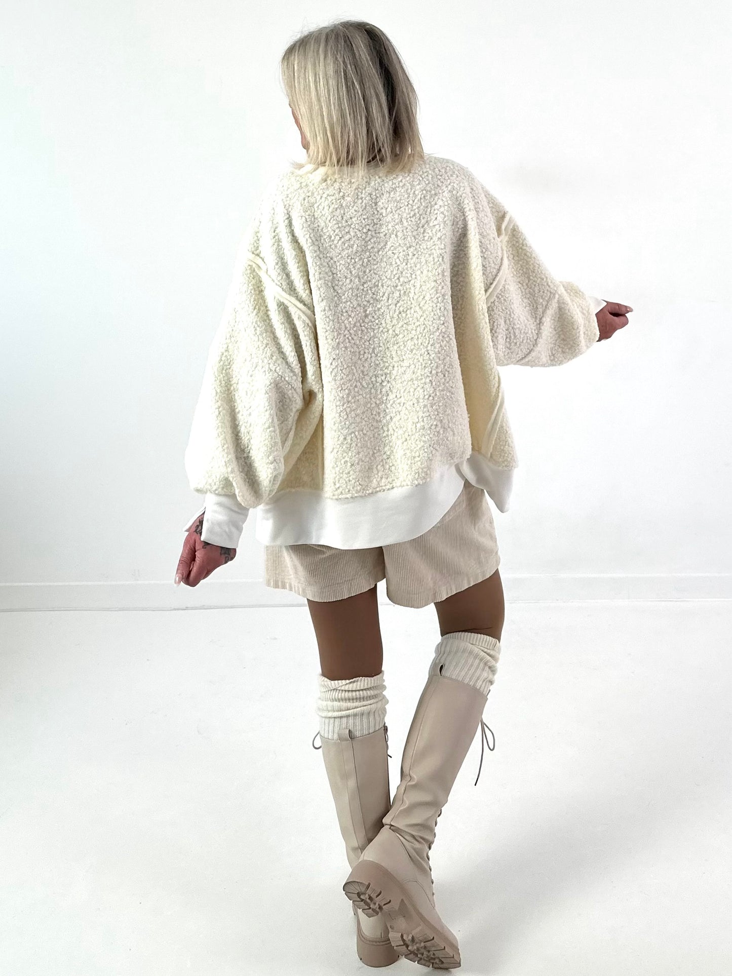 Teddy sweater model "Sweet Bliss" - ecru