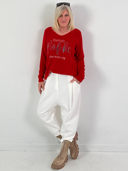 V-hals pullover model "Always Authentic" - rood