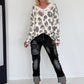 Pullover mit V-Ausschnitt und Leo-Print - leo-anthrazit