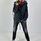 Cuddly Cardigan with Oversized Fur Collar - Anthracite
