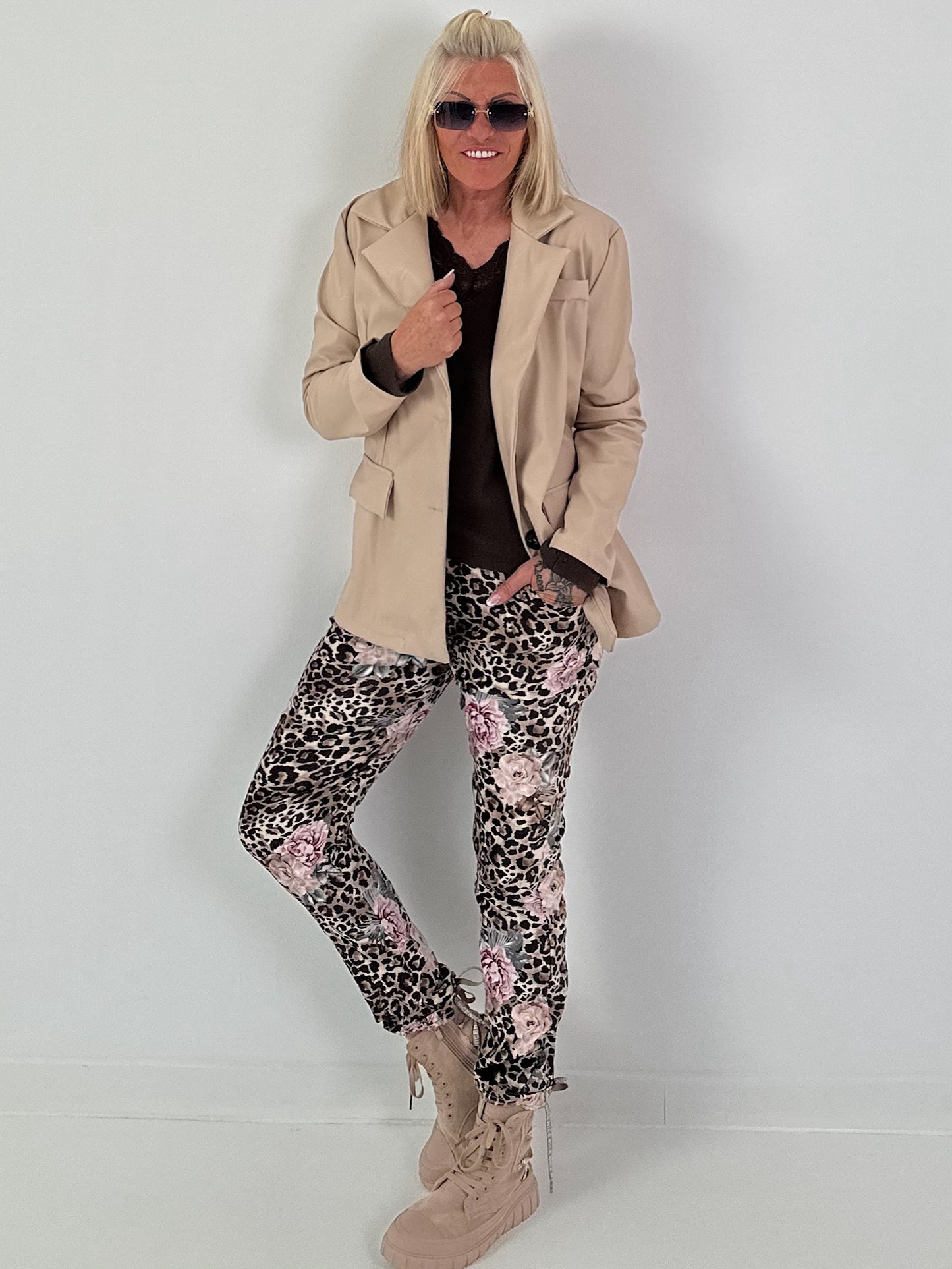 Blazer in Leder-Optik - beige