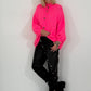 Oversized Strickjacke - neonpink