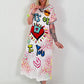 Dress with print mix - white-green-multi-colored