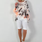 Oversized Batik Leinen Shirt - weiss-neonorange-dunkelbraun