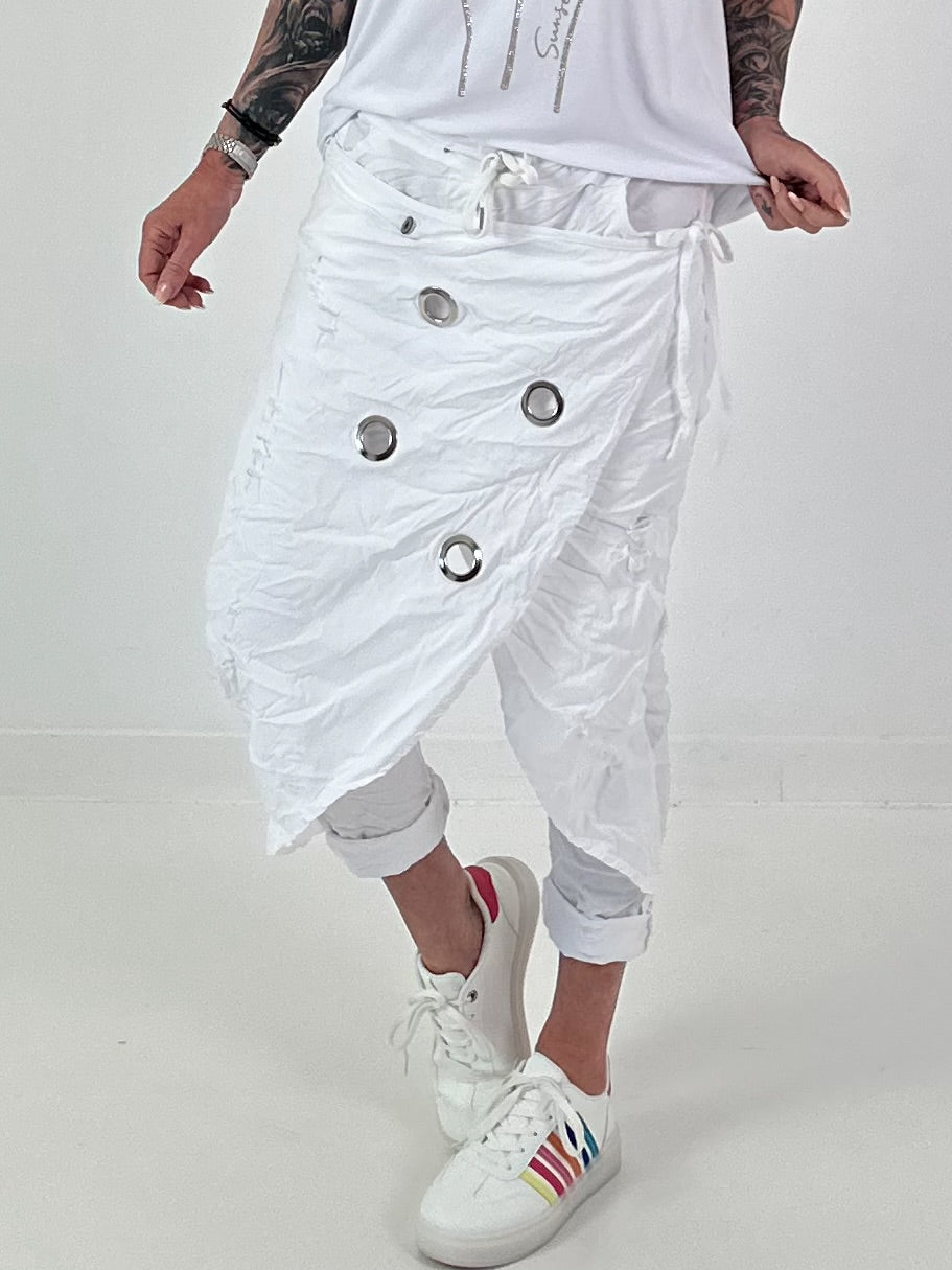 Stylische Hose im Knit-Look - weiss (lieferbar ab ca. 30.05.2026)