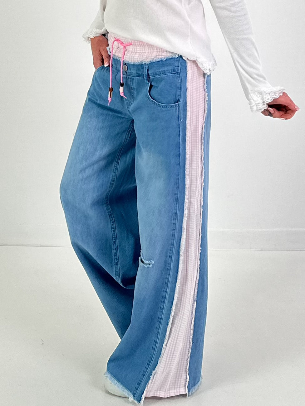Jeansbroek model "Vichy Layer" - denim roze