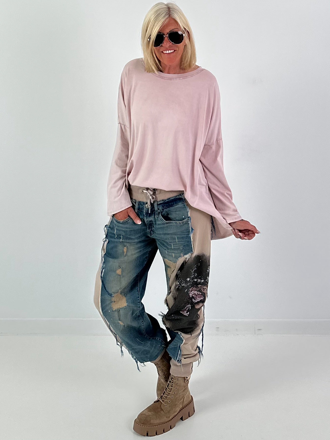 Oversized Shirt stone washed - rosa