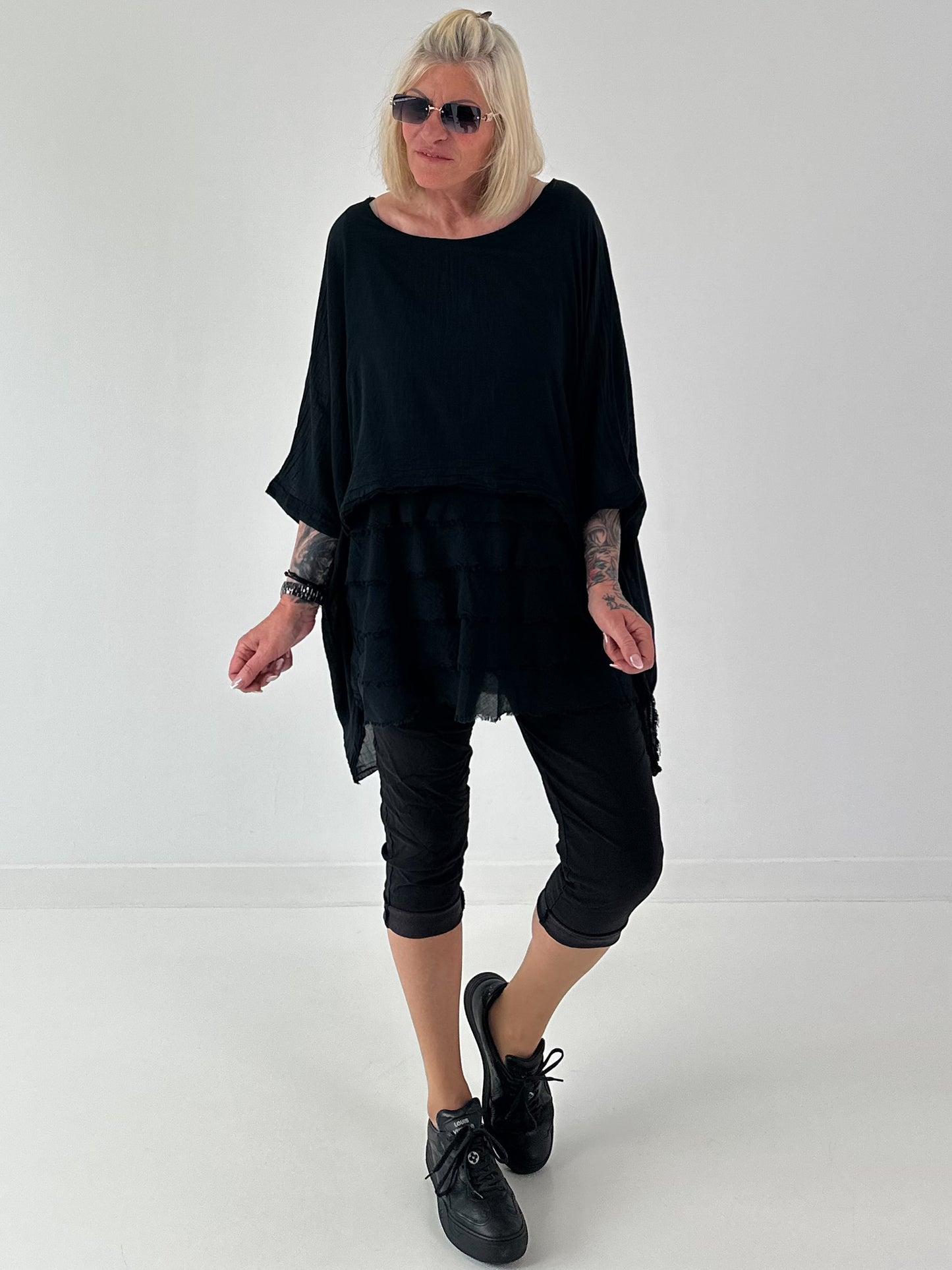Tunika im Layer-Look - schwarz