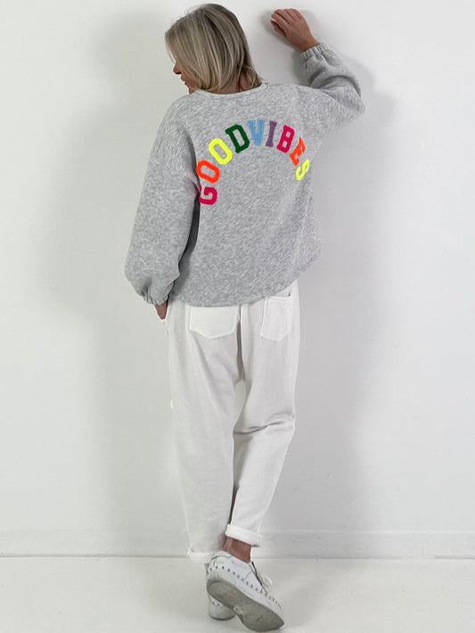 Sweatshirt Modell "Good Vibes" - hellgrau