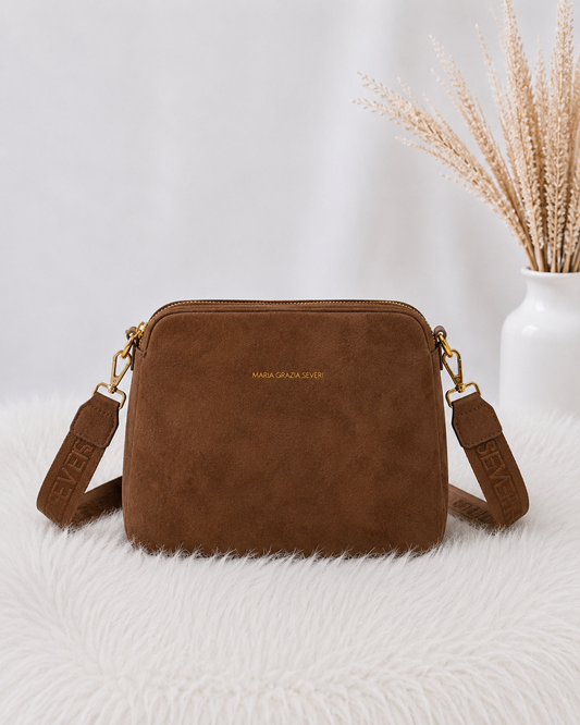 Crossbody-Bag in Wildleder-Optik - braun