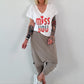 T-shirt with embroidered pearl lettering - white