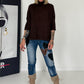 Strickpullover mit Turtleneck - mokka