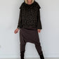 Kurzarm-Hoodie mit All Over Leo-Print - mokka
