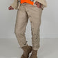 Vegane Lederhose Knopfleiste quer - beige