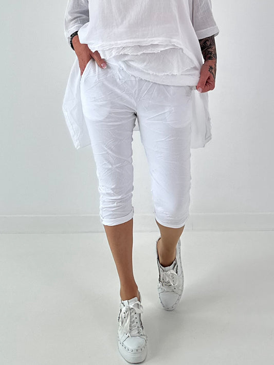 Capri Hose mit Bindeband - weiss
