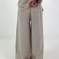 Linen wide-leg trousers - beige