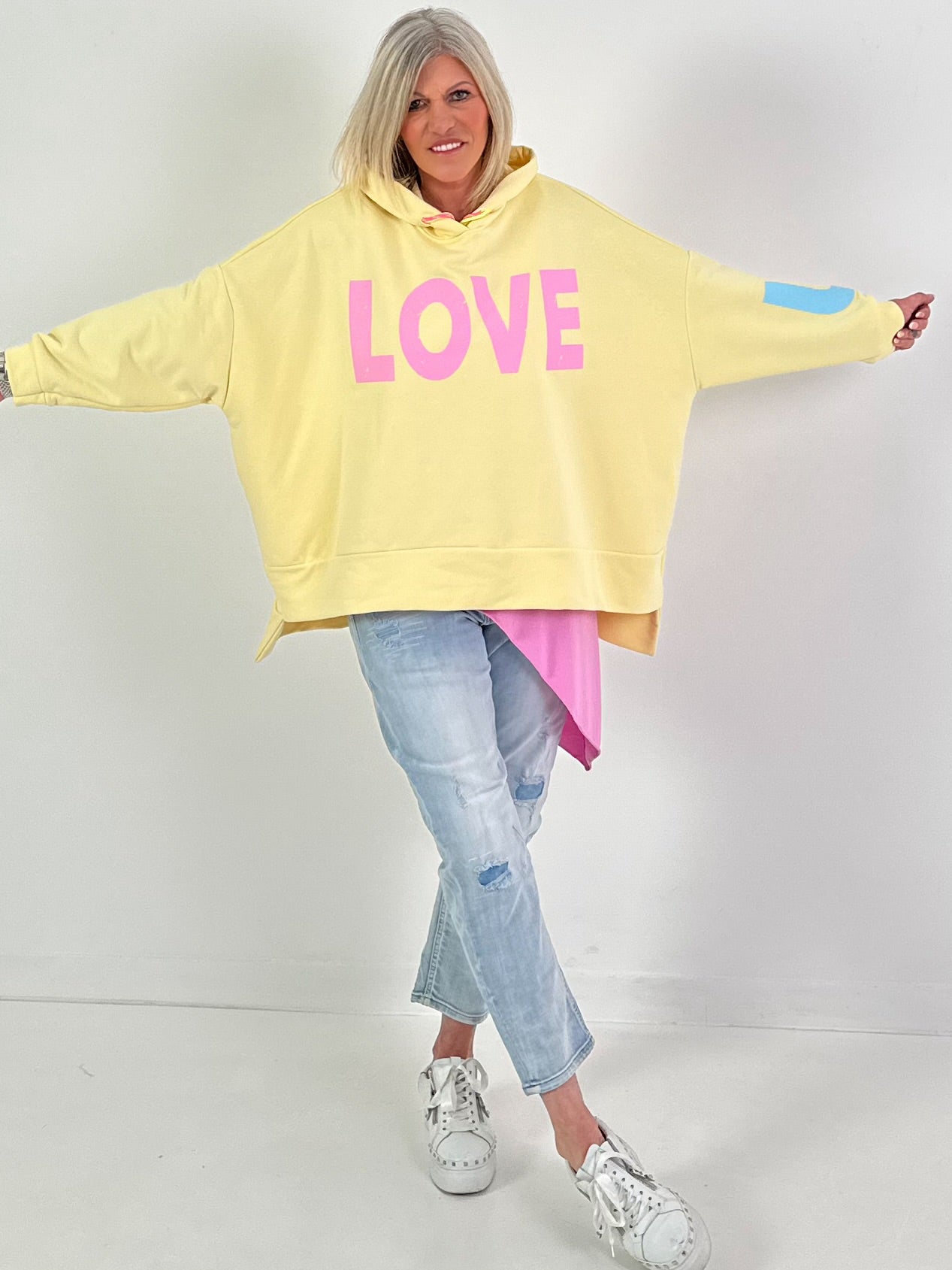 Oversized hoodie Love - geel