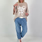 Oversized T-shirt with comic mouse - beige