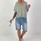 Ruched hem T-shirt - khaki