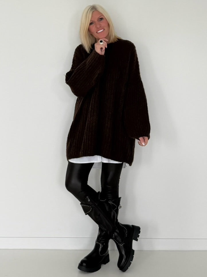 Rippstrickpullover -chocolate