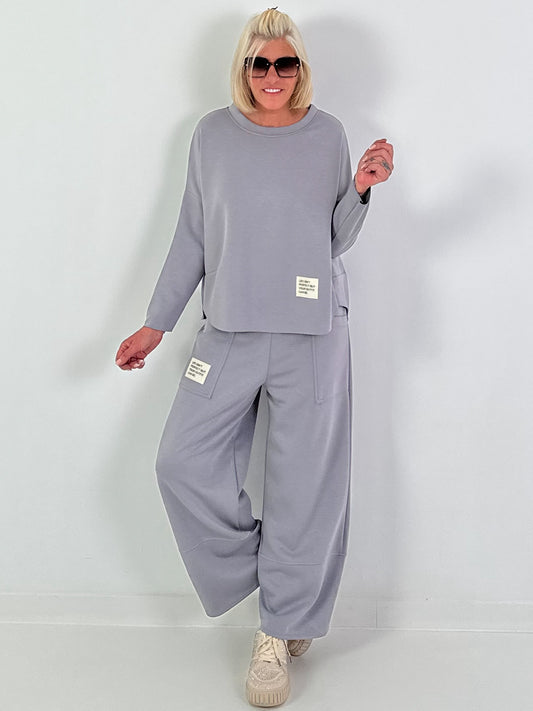 Two-piece Set with Statement Patch - Gray