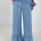 Ruffle Hem Jeans - Light Blue