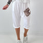 Short linen baggy dress with overlay and sequin details - khaki