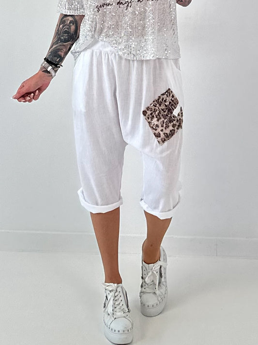 Short linen baggy dress with overlay and sequin details - khaki