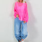 Tunic with flounce hem - neon pink