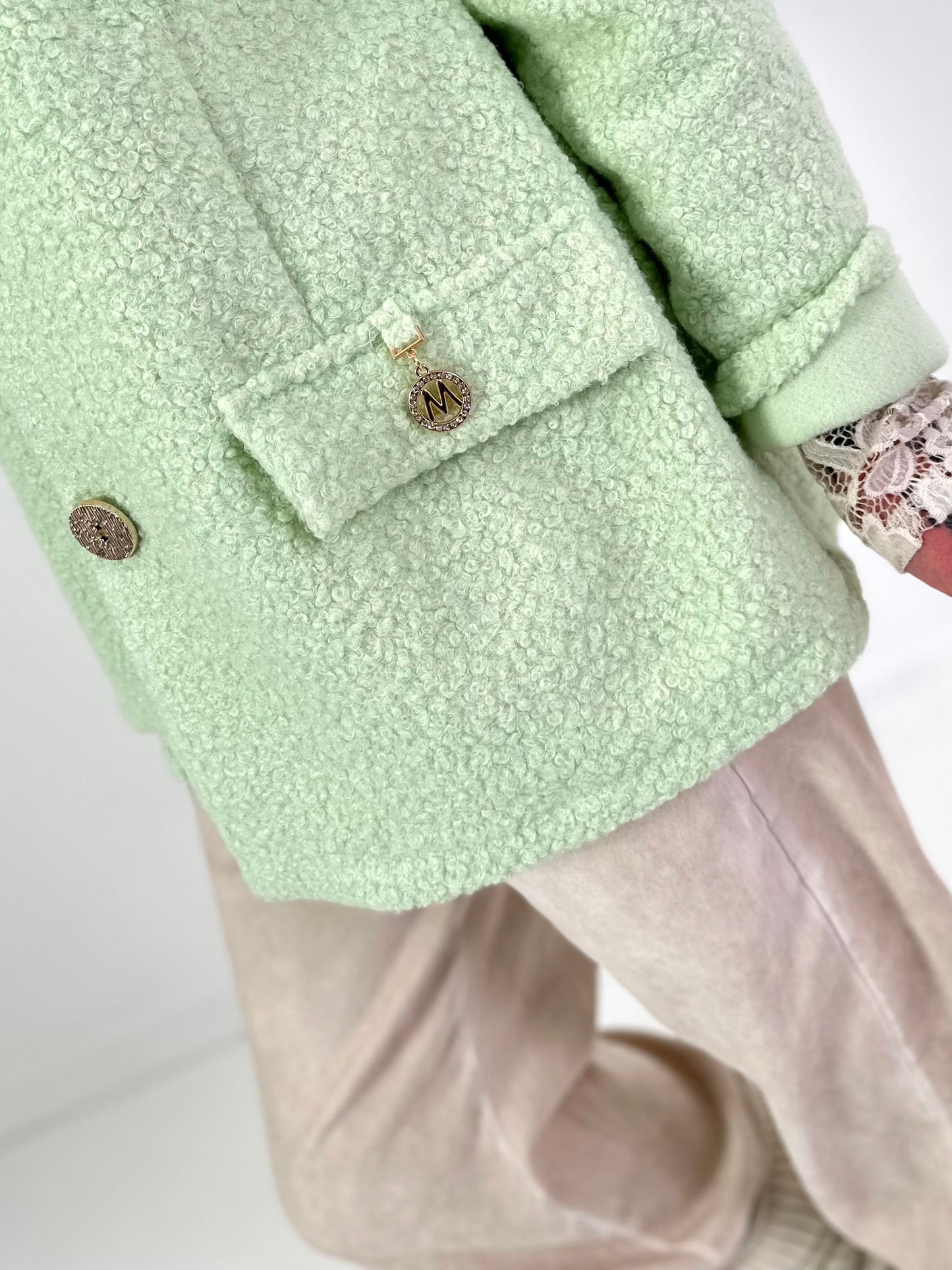 Bouclé Jacke - lindgrün