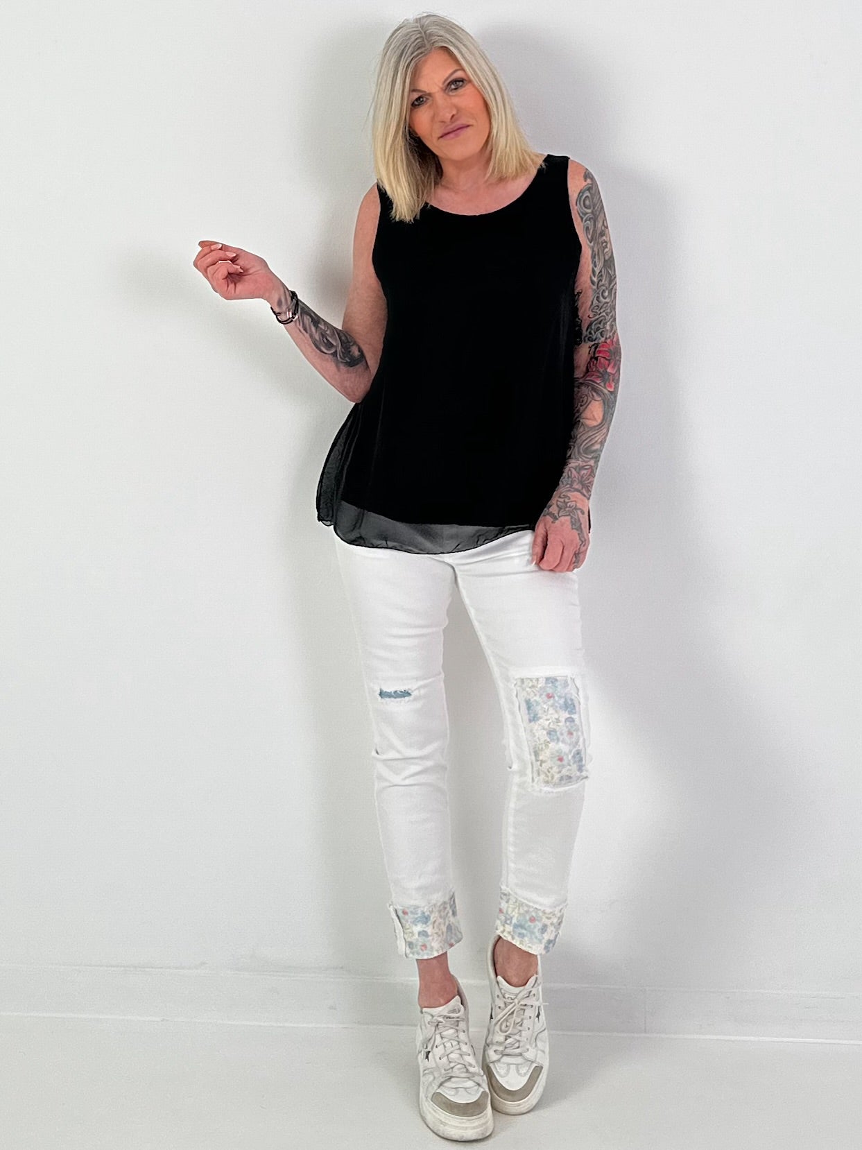 Seiden Top - schwarz