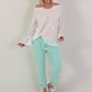 Structured tunic with tie belt and flounce sleeves - white