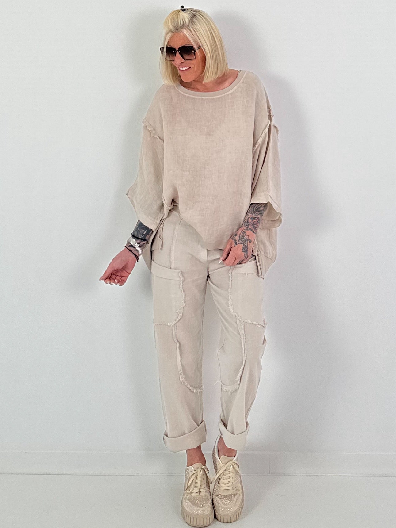 Oversized Linen Shirt - beige