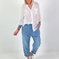Blouse with sequins and crochet details - white