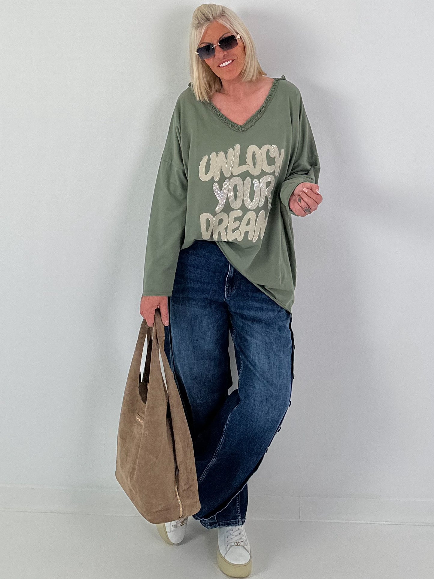 Oversized Shirt Unlock Your Dreams - olive