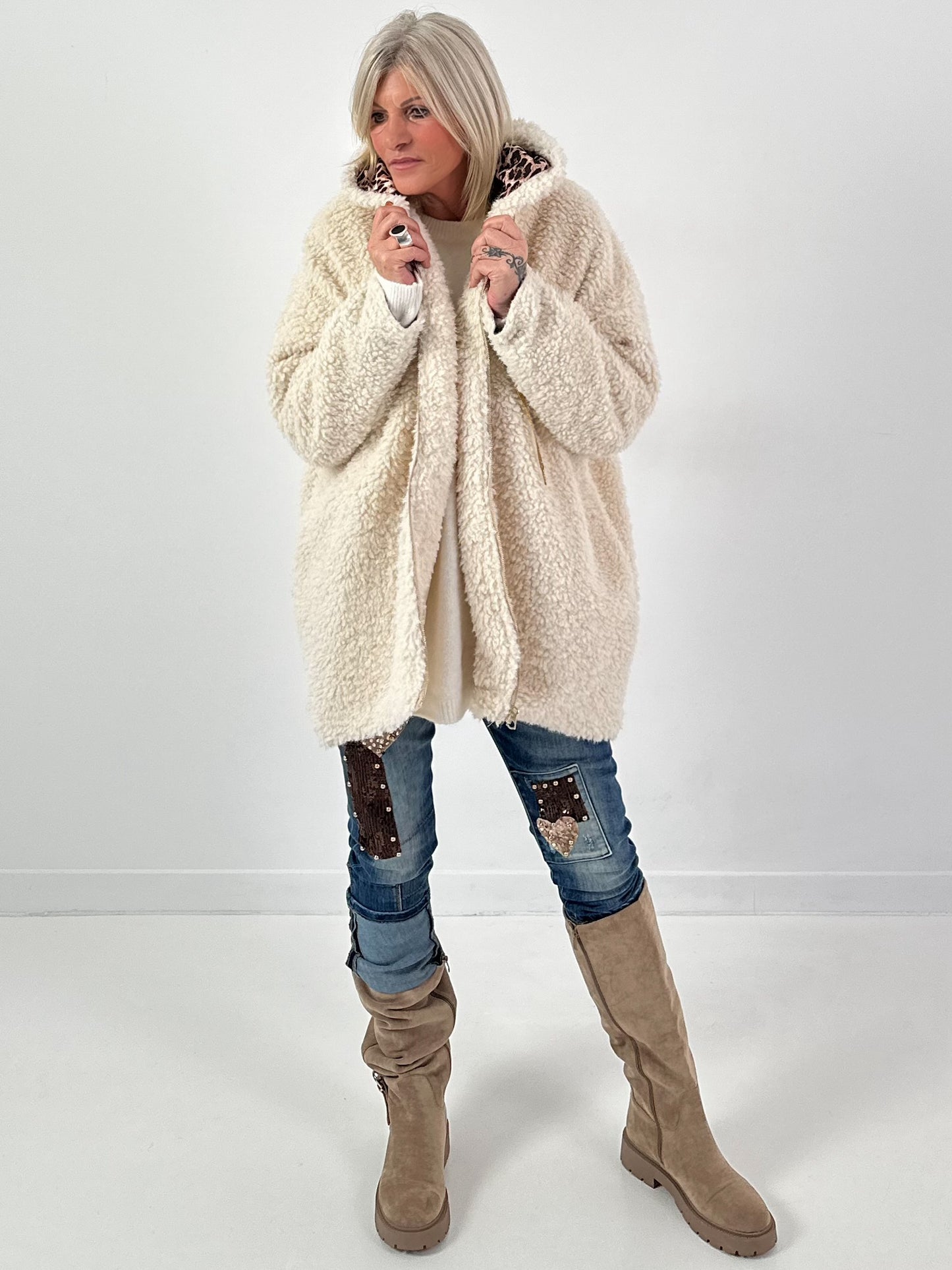 Hooded jacket, model "Hooded Ted" - ecru