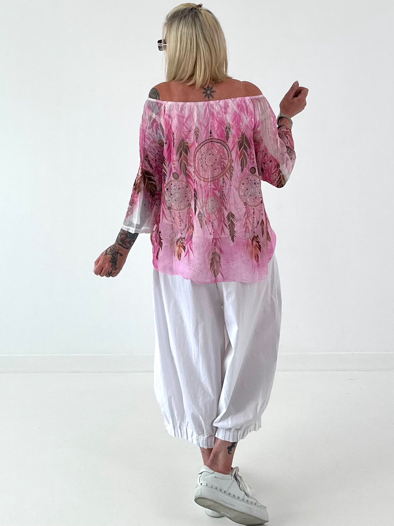 Tunika mit Print - pink - mehrfarbig
