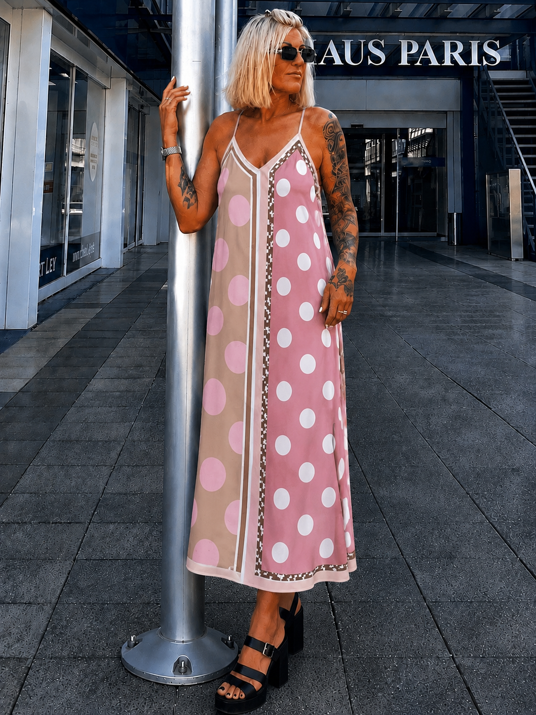 Luftiges Sommerkleid mit Print - rosa - mehrfarbig